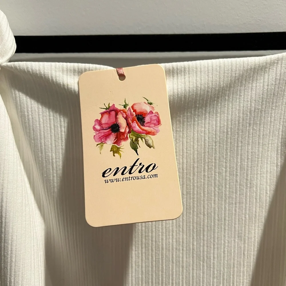 Entro Cream Ribbed Top - Picture 3 of 3